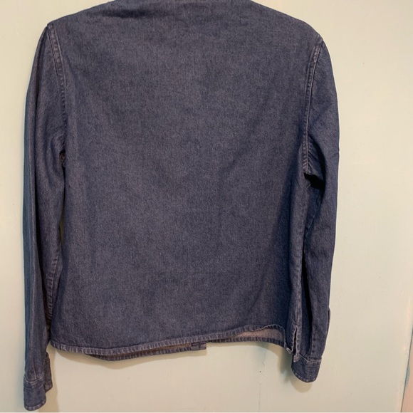 Paul Harris Denim Button-Up Collared Front Embroidered Long Sleeve Blouse, Med. - Picture 6 of 7